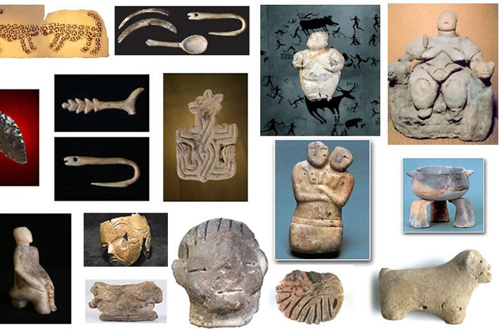 "KONYA CATALHOYUK ARCHAEOLOGICAL SITE   Neolithic period Stone Age first settlement adjacent houses murals leopard cult Mother goddess cult "